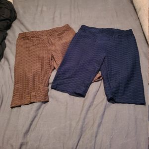 2 shein ribbed crop shorts size large